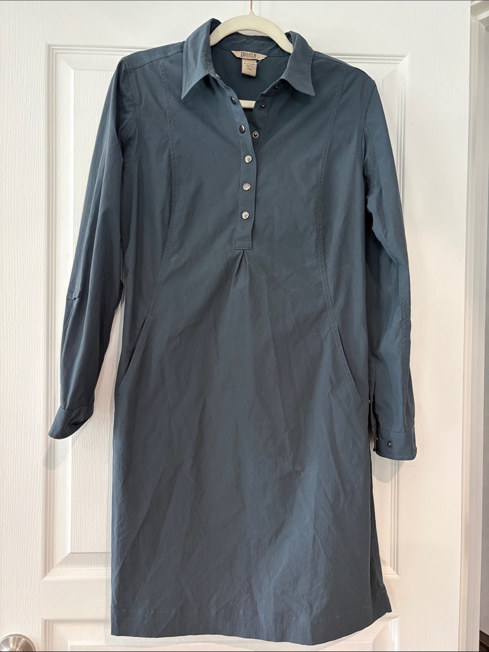 Duluth Trading Co Slate Blue Long-Sleeve Shirt Dress